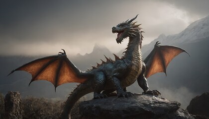 The dragon takes on the warlock, the brave warriors in the fantasy world.