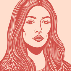 Portrait of a woman with long hair, vector illustration