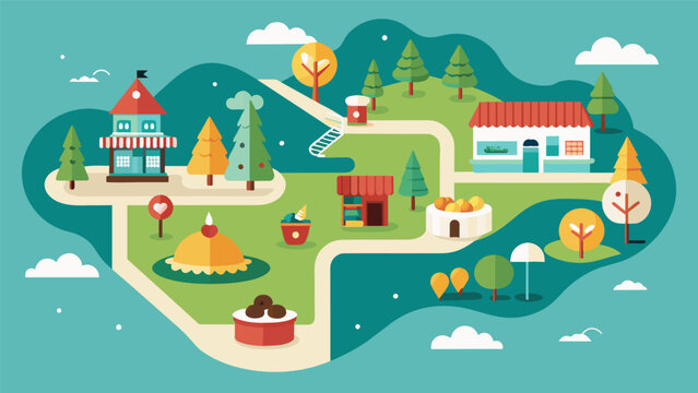 Creating a unique map of the familys favorite local spots from the best ice cream shop to the park where they always have picnics.