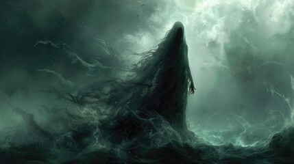 Supernatural Wailer The Nocturnal Ghost Banshee in the Realm of Irish Folklore - obrazy, fototapety, plakaty