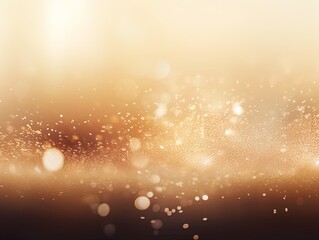 Fototapeta na wymiar Beige banner dark bokeh particles glitter awards dust gradient abstract background. Futuristic glittering in space on beige background blank empty with copy space 