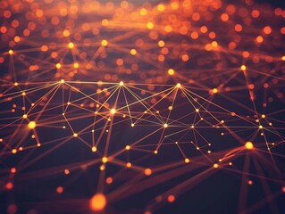 A glowing network of orange nodes and connections.