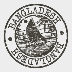 Bangladesh, Stamp Postal. Silhouette Seal. Passport Round Design. Vector Icon. Design Retro Travel. National Symbol.	
