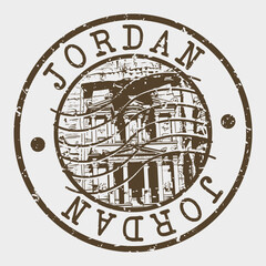 Jordan, Stamp Postal. Silhouette Seal. Passport Round Design. Vector Icon. Design Retro Travel. National Symbol.	
