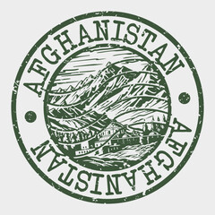 Afghanistan, Stamp Postal. Silhouette Seal. Passport Round Design. Vector Icon. Design Retro Travel. National Symbol.	
