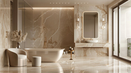 Creamy beige marble with subtle hints of gold, exuding understated luxury.