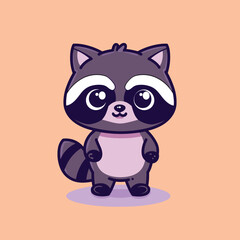 Adorable raccoon cartoon animal character vector illustration