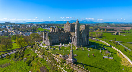 Aerial view -  Rock of Cashel castle in Ireland.