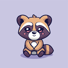 Adorable raccoon cartoon animal character vector illustration