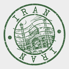 Iran, Stamp Postal. Silhouette Seal. Passport Round Design. Vector Icon. Design Retro Travel. National Symbol.	
