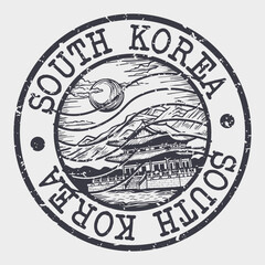 South Korea, Stamp Postal. Silhouette Seal. Passport Round Design. Vector Icon. Design Retro Travel. National Symbol.	
