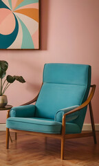 modern living room, 80s, 70s, 60s style,
