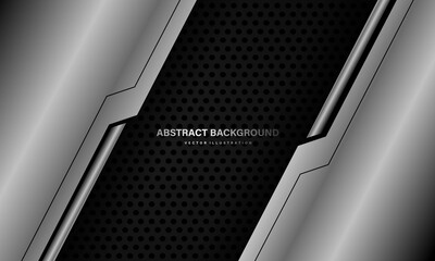 Abstract silver cyber black line grey metallic circle mesh geometric vector background design technology futuristic creative