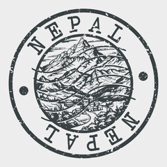 Nepal, Stamp Postal. Silhouette Seal. Passport Round Design. Vector Icon. Design Retro Travel. National Symbol.	
