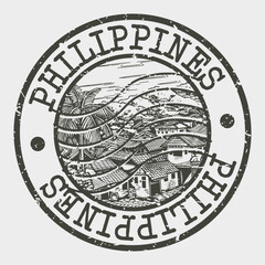 Philippines, Stamp Postal. Silhouette Seal. Passport Round Design. Vector Icon. Design Retro Travel. National Symbol.	
