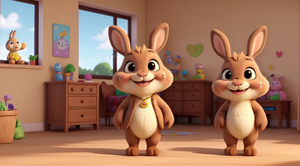 rabbit and carrot Bunny's Sunny Morning Adventure 4K 3D Animation with Rainbow Tale