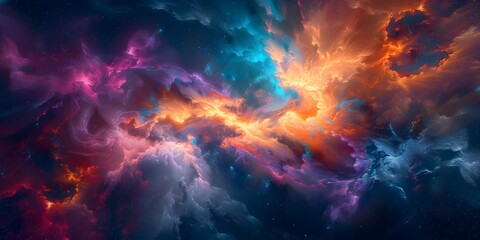 Vibrant Cosmic Explosion of Swirling Multicolored Energy in Outer Space
