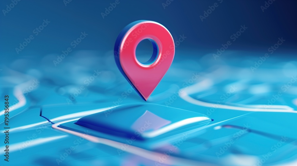 Aufkleber close-up of location marker with a simple background: pinpointing your location with advanced techno