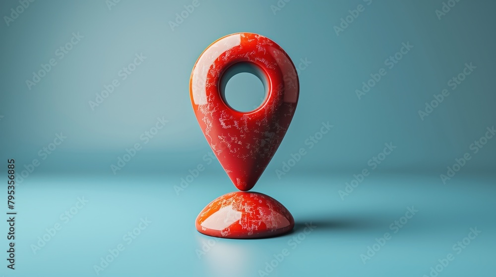 Aufkleber close-up of location marker with a simple background: pinpointing your location with advanced techno