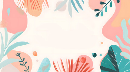 Naklejka premium Abstract art nature background. Bright foliage botanical tropical leaves and floral design for summer sale, banner with copy space for test