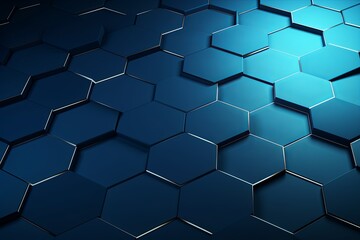 Blue hexagons pattern on blue background. Genetic research, molecular structure