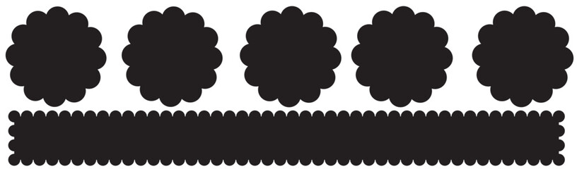 Scallop edge frames border set silhouette and outline