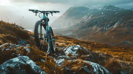 ultra realistics Mountain bike inspirational motivational outdoor nature adventure fit sport cardio vibe. - Powered by Adobe