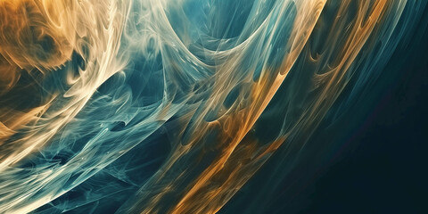 Vivid abstract background of golden and blue smoke blending seamlessly - 795361683