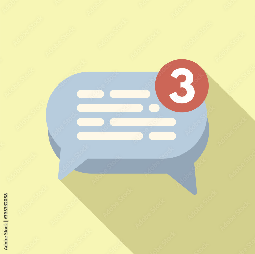 Poster new message on chat support icon flat vector. help online ai agent. speech agent