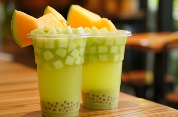 Honeydew bubble tea cups