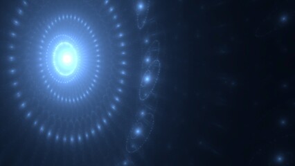 visuell effektvoll radial angeordnete Lichter, Fortschritt, Bewegung, 3D, Technologie, Interface-Design, Wissenschaft, Zentrum, blau