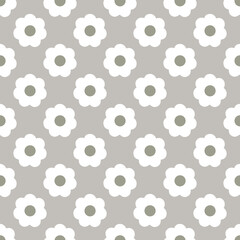 Seamless patterns with daisy flower, meadow on gray background illustration. Cute summer wallpaper.