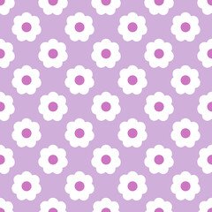 Seamless patterns with daisy flower, meadow on pink background illustration. Cute summer wallpaper.