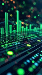 Fototapeta premium Glowing Green Uptrend Graph on Digital Finance Interface