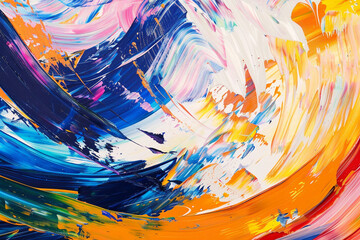  Energetic brushstrokes of bold colors creating a dynamic and expressive abstract painting