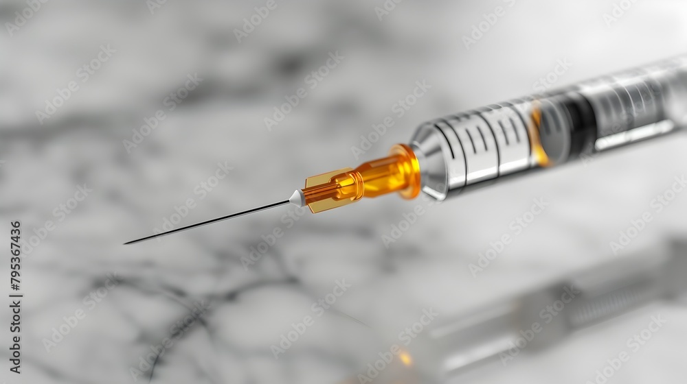 Poster close up 3d render of a syringe collecting a biopsy sample highlighting the technique and safety in 