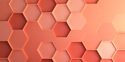 Coral hexagons pattern on coral background. Genetic research, molecular structure