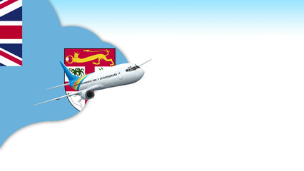 3d illustration plane with Fiji  flag background for business and travel design