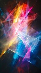 A stunning prism light leak colorful photo overlay set against a sleek black background, adding a vibrant and dynamic touch to any image or design.