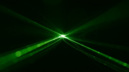 dynamische energievoll grün leuchtende Lichtstrahlen die sich im Zentrum treffen, schnell, Bewegung, Internet, modern, Technologie, Laser, Lichtquelle, Fortschritt, Wissenschaft