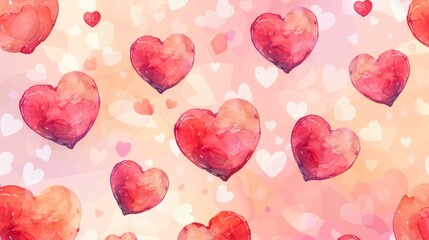 An adorable seamless pattern illustration featuring red love hearts, creating a cute and romantic backdrop perfect for Valentine's Day, weddings, or any romantic occasion.