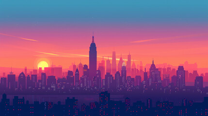 New York scene in flat graphics