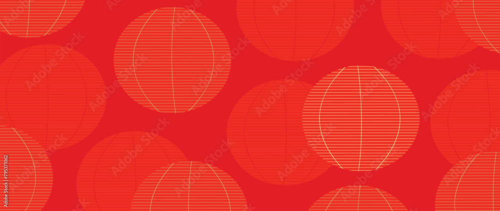 Wall mural Happy Chinese new year background vector. Luxury wallpaper design with chinese lantern on red background. Modern luxury oriental illustration for cover, banner, website, decor. - Wall murals