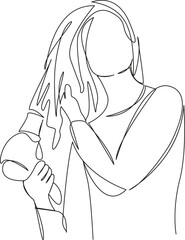 girl dried hair with a hair dryer