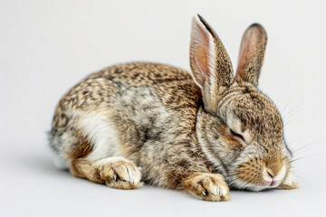 A rabbit resting in a comfortable position