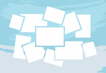 Pictures or photos frame collage. comics page grid layout abstract photo frames and digital photo wall template