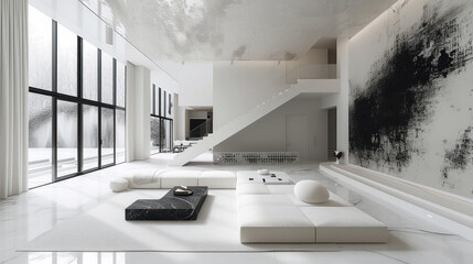 Modernist Home Interior with Modern Furniture extreme closeup. Generative AI
