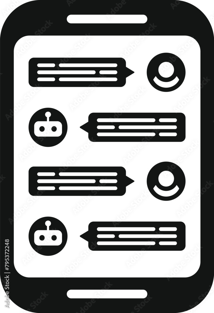 Poster support online chat device icon simple vector. speech app assistance. contact voice