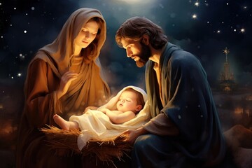 Nativity Christmas christmas adult baby - obrazy, fototapety, plakaty