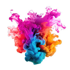 A mixture of colored smoke on a white background